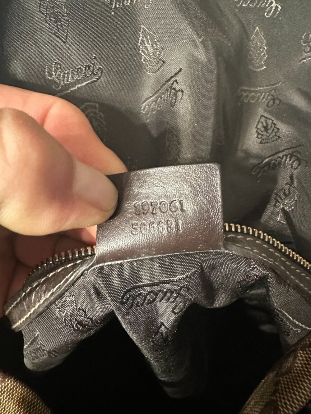 Gucci GG Crystal Canvas Hysteria Fold-Over Hobo- back has a stain/wear - Picture 11 of 13